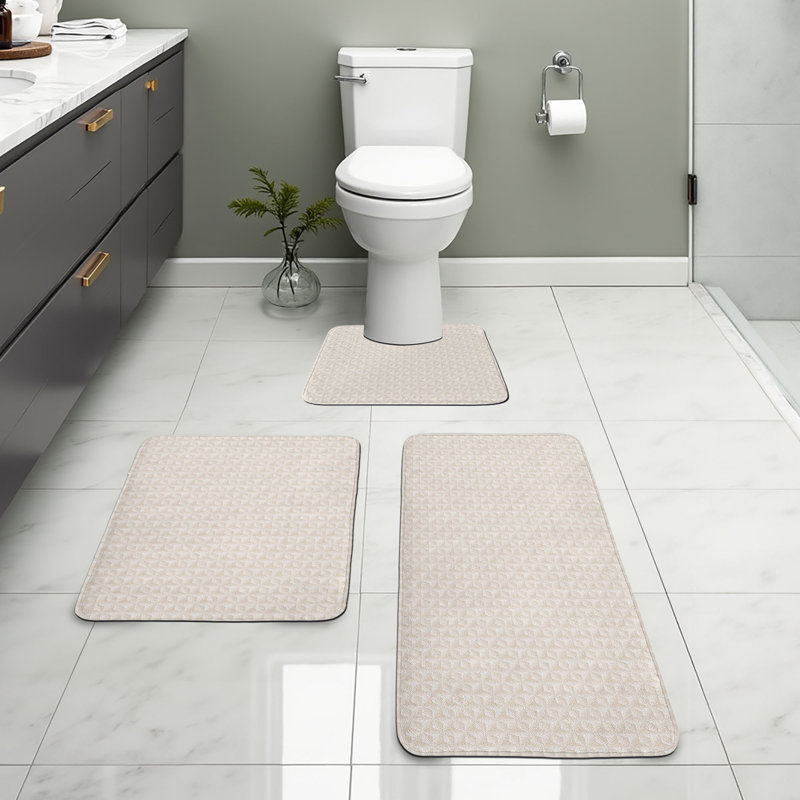 Ensemble de tapis de salle de bain ivoire ivoire et tapis rectangulaires 3 pièces