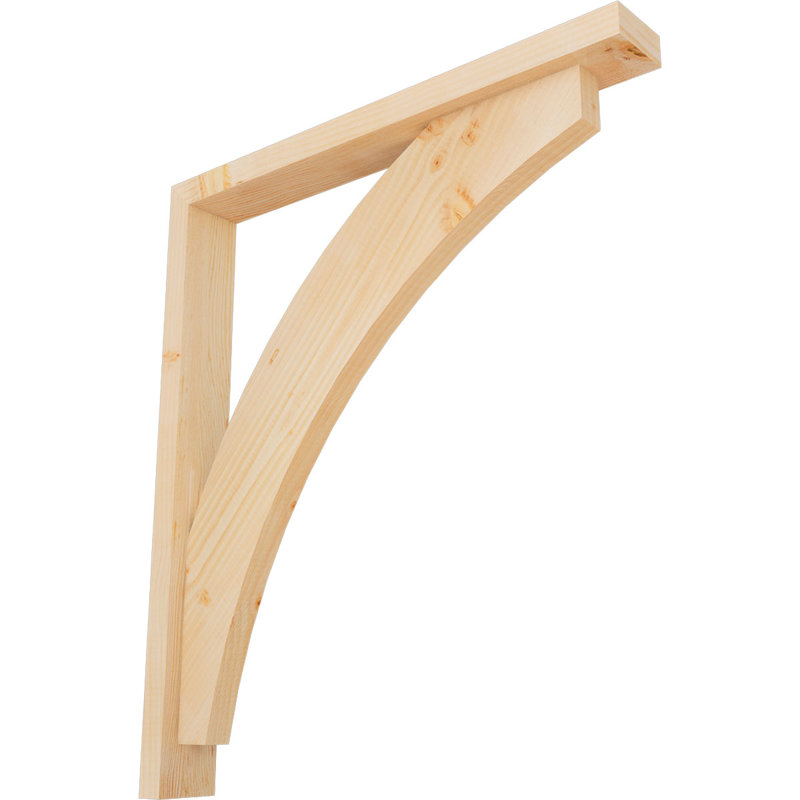 Thorton Block Bracket with Offset Brace, 32 x 28, 3 1/2"W Douglas Fir (Smooth)