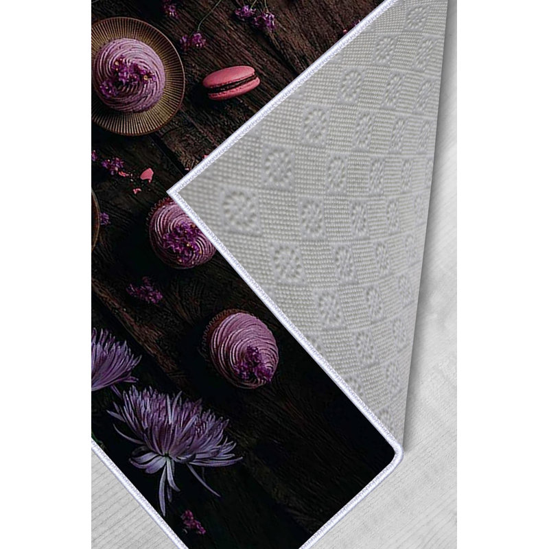 Tapis brun foncé en polyester tissé à plat Adda, Rectangle 5 pi 3 po x 7 pi 7 po