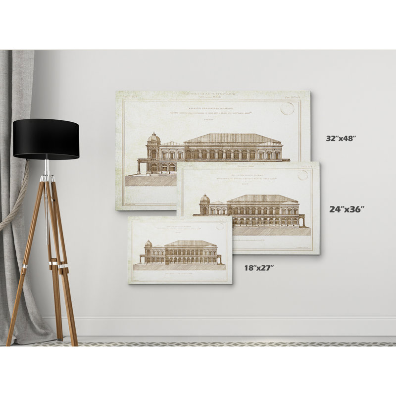 « architecture sketch ii », impression, H 18 po x l 27 po x P 1,5 po, Pas de tapis, Toile tendue