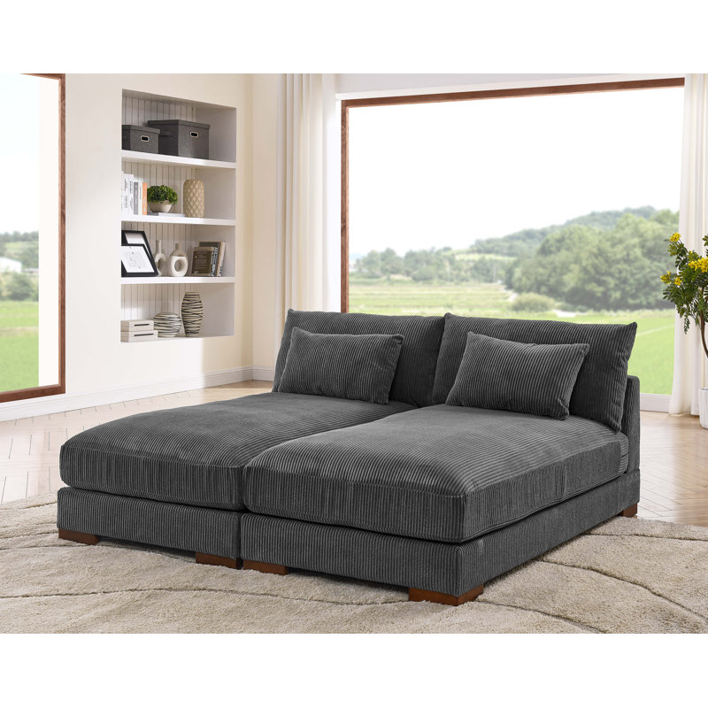 Jaeliah 69" Armless Modular Sleeper with Reversible Cushions, Cream, KD Version