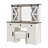 43.3" Farmhouse Makeup Vanity Desk With Lighted Mirror, Vanity Table Set With Storage Stool And Charging Station, Dressing Table With Sliding Barn Door Hidden Shelves & 3 Drawers & 4 Cabinets, Beige-1087342511