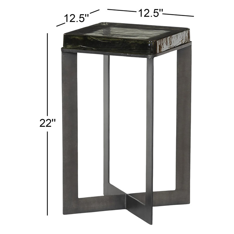 Lennie End Table, Dark Brass, Clear