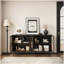American Retro Console Table, 4-Door Buffet Cabinet With Tropical Glass Design, Behind Couch Table