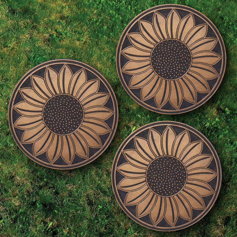 Weather Resistant Rubber Sunflower Stepping Stone