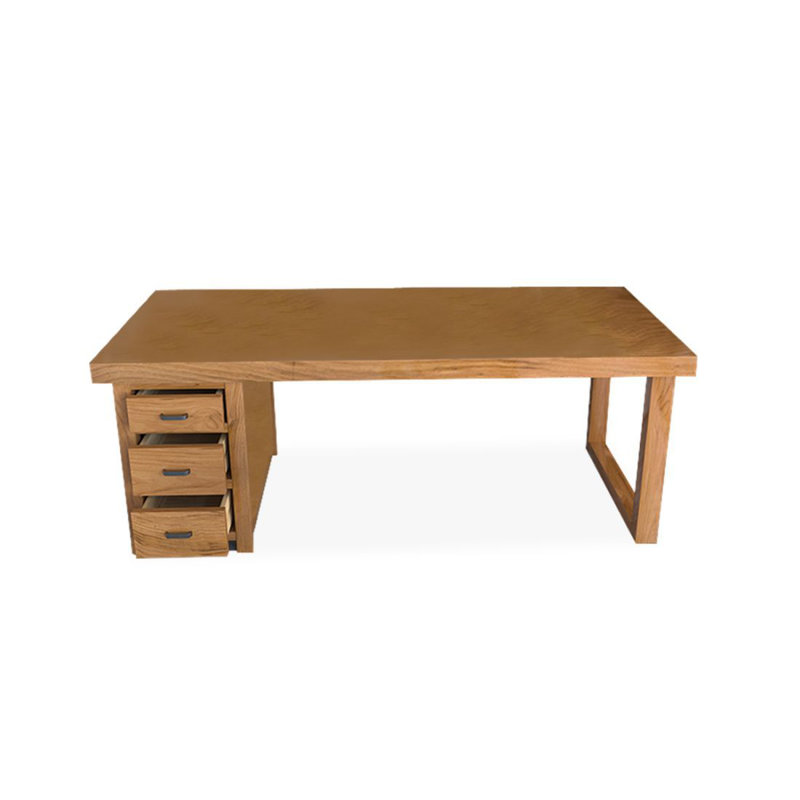 Bureau de direction rectangulaire en bois massif avec tiroirs Burlywood, H 29,53 po x l 70,87 po x P 23,62 po