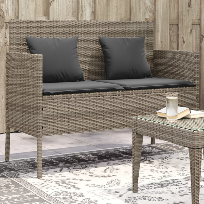 Banc de patio avec coussins Vidaxl, Gris foncé / Gris