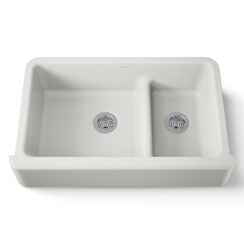 Whitehaven® 36" L x 22" W Double Basin Farmhouse Kitchen Sink, Sea Salt
