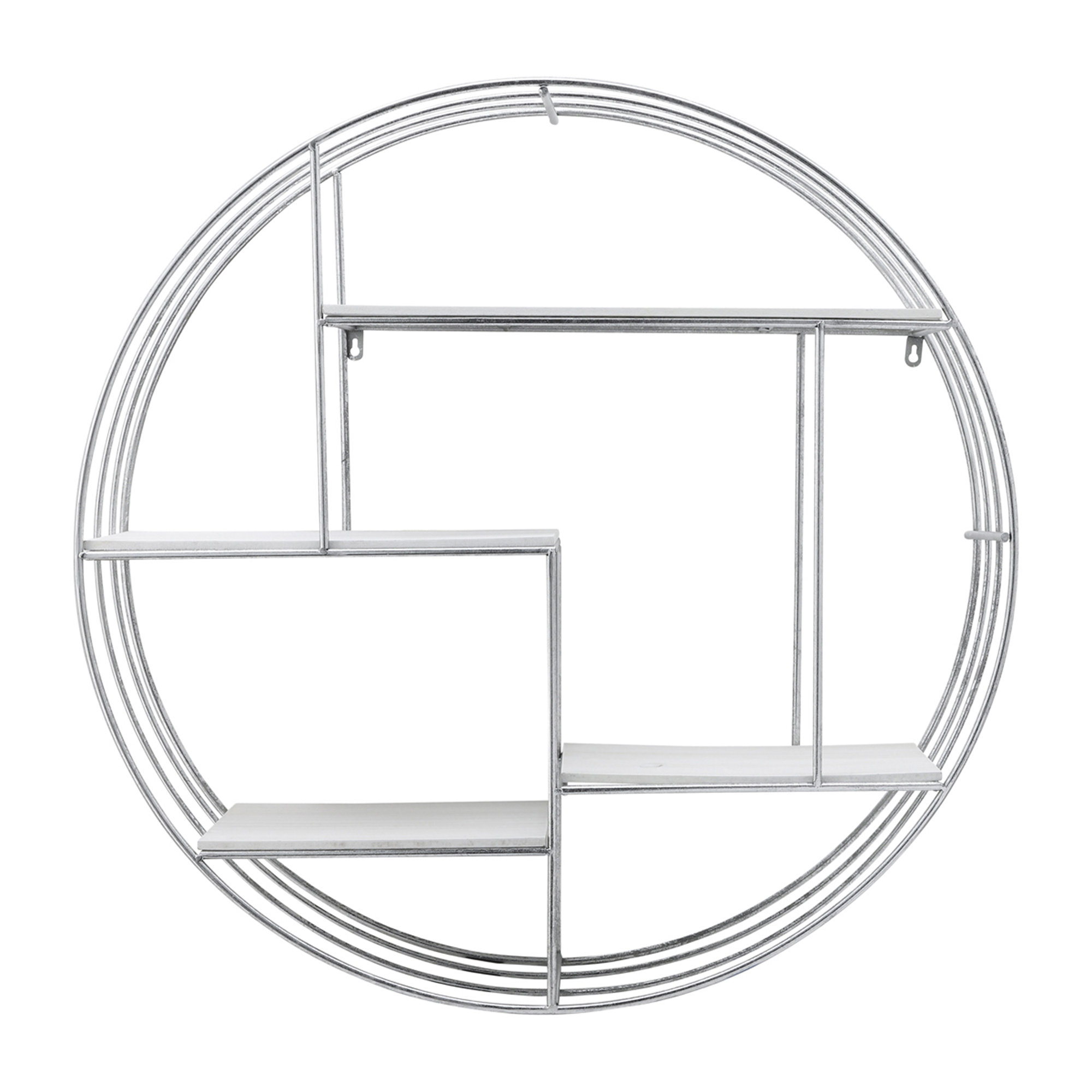Sagebrook Home Kittle Modern Glam Iron and Wood Wall Storage Shelf, Silver