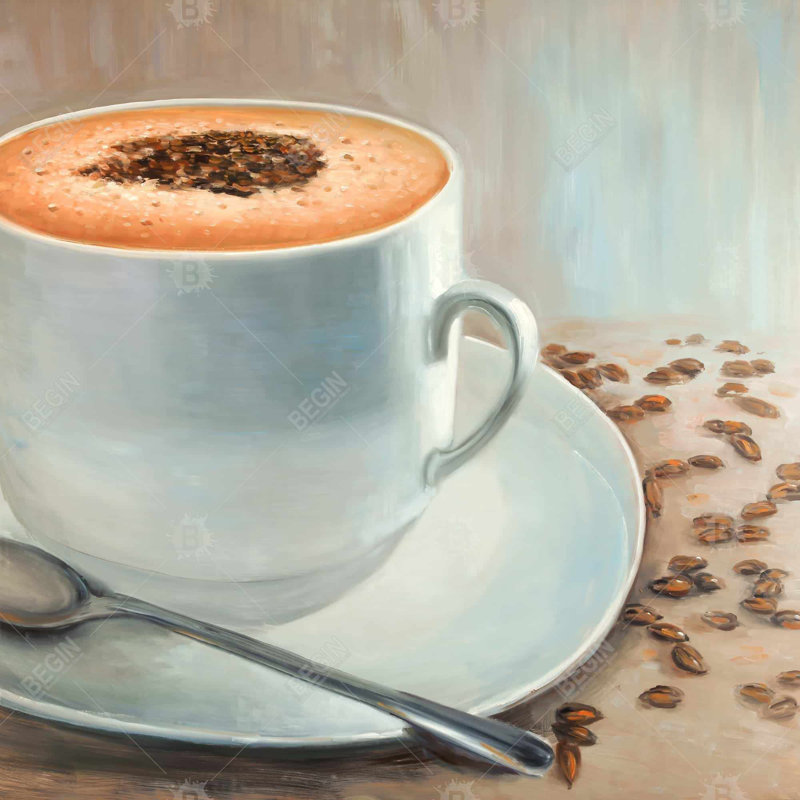 Cappuccino Time - Contemporary Canvas Art for Home Decor, 36" H x 36" W