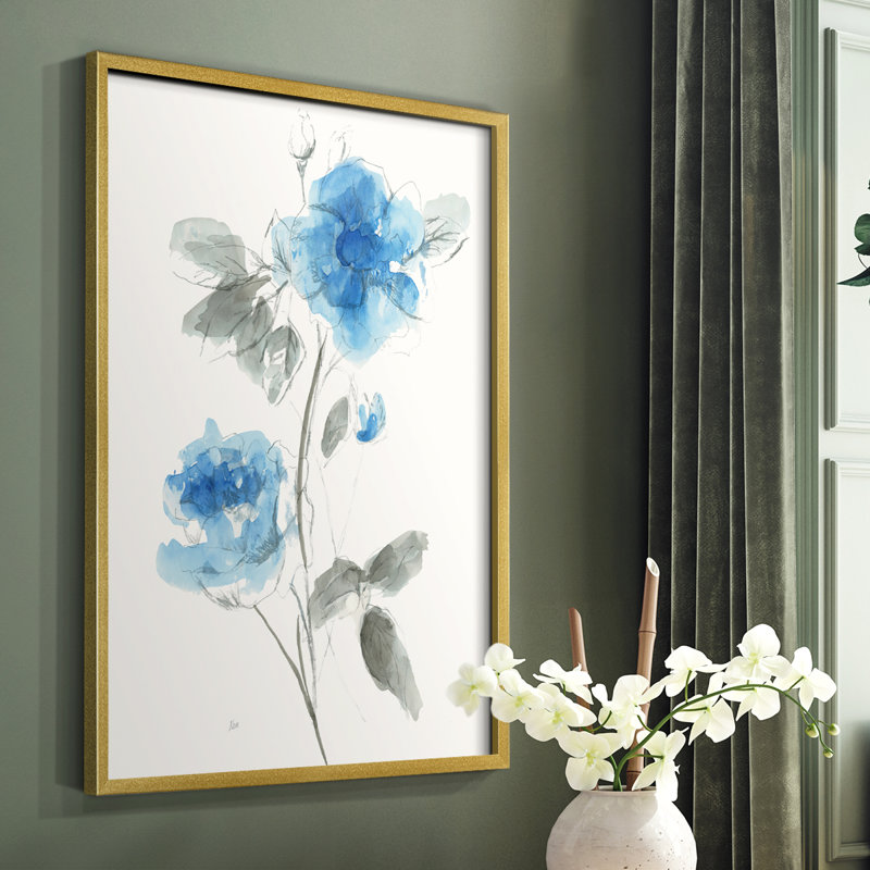 «Sketchy Blue I», reproduction encadrée - bois massif, H 20 po x l 16 po