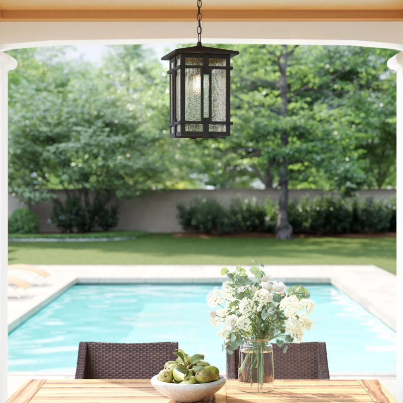 Tucker Museum Black 1 -Bulb 17.5" H LED Outdoor Hanging Lantern, Incandescent