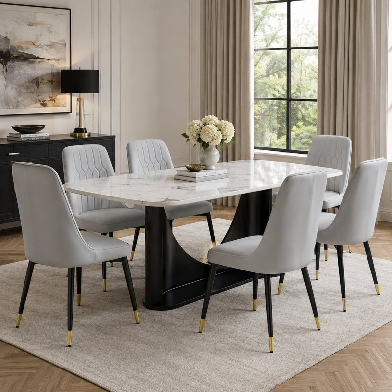 Faux Leather Upholstered Solid Back Side Chair, Light Gray
