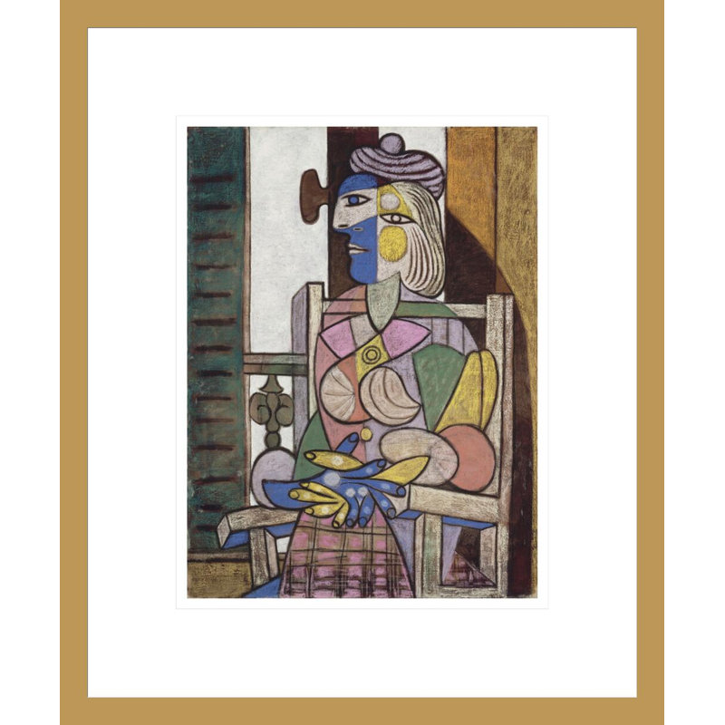 «Femme assise devant la fenêtre» par Pablo Picasso, impression giclée encadrée, H 16,52 po x l 13,75 po