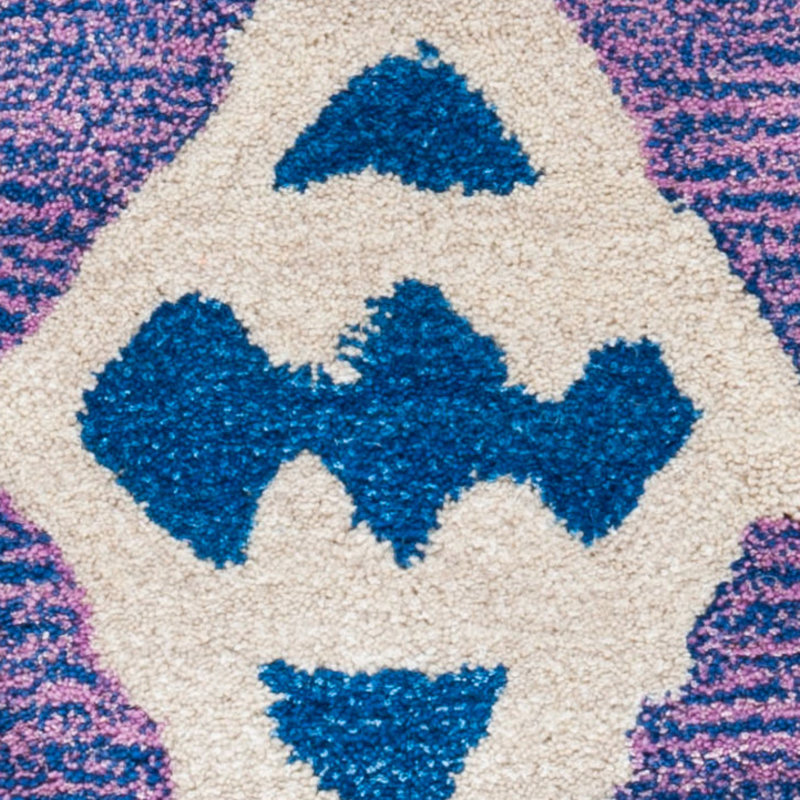 Kouerga bHand Tufted Wool Ikat Rug, Round 7'