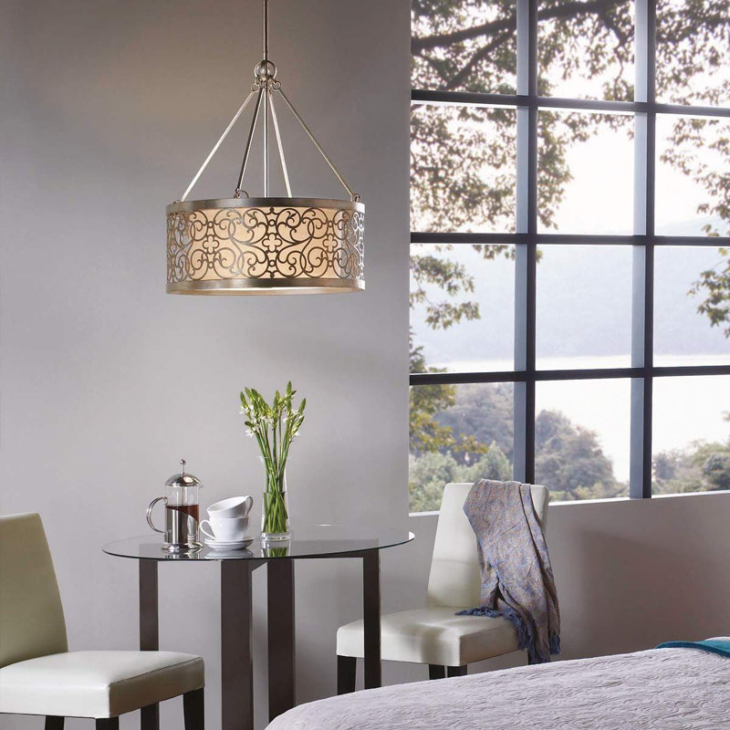 Elmdale 4 - Light Silver Drum Pendant