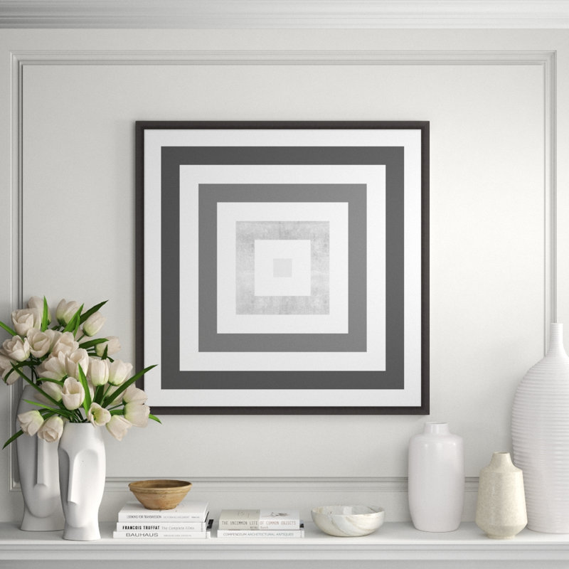 Silver Square 2' Framed Graphic Art Print on Glass