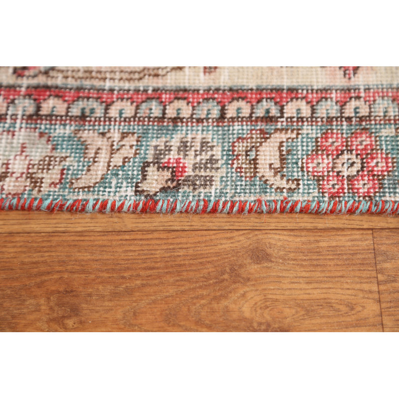 Tapis Tabriz rétro patiné rétro noué à la main 9 x 12