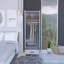 Armoire 180, deux tablettes, porte double, tringle en métal, un tiroir