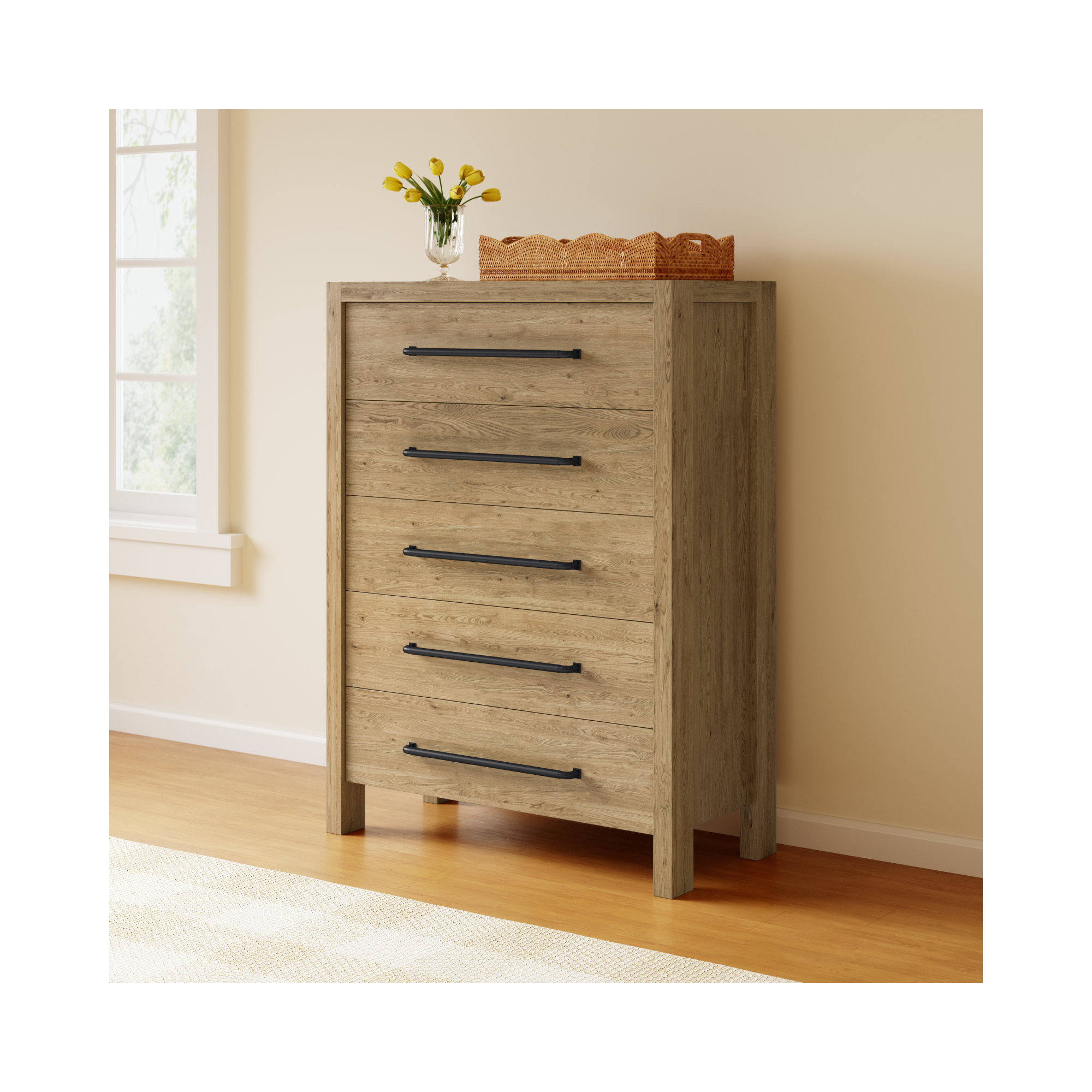 Laroche 5 - Drawer Dresser, Pale Oak