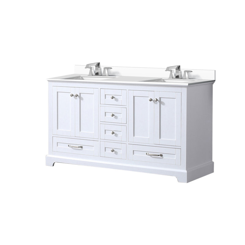 Double Bath Vanity with Quartz Top, White
