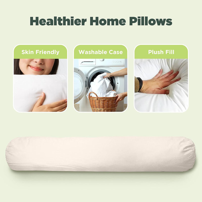 Natural Cotton Body Pillow Cover - Hypoallergenic Body Pillow Case with Zipper, Organic Natural 500T, Sleeping Bean 54" Cover