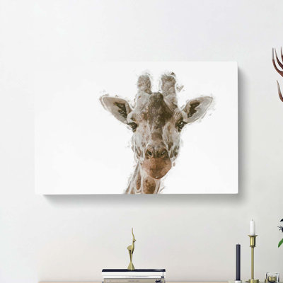 Curious Giraffe in Abstract - Wrapped Canvas