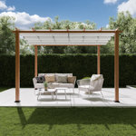 Florence 11 ft. W x 11 ft. D Wood Grain Aluminum Pergola in Canadian Cedar with Convertible Canopy