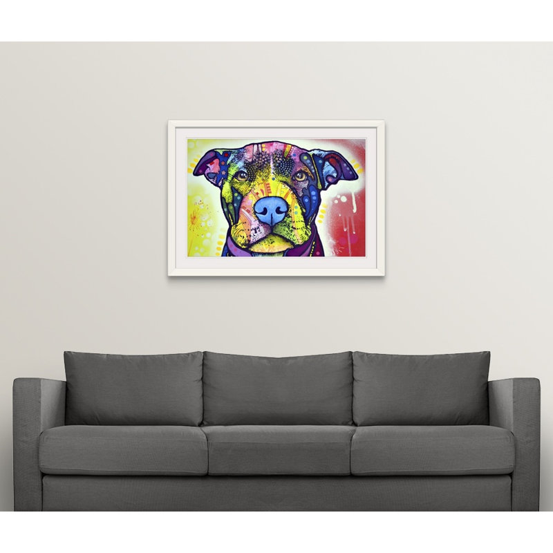 «Love-A-Bull» par Dean Russo - impression, H 32 po x l 44 po x P 1 po, Cadre blanc