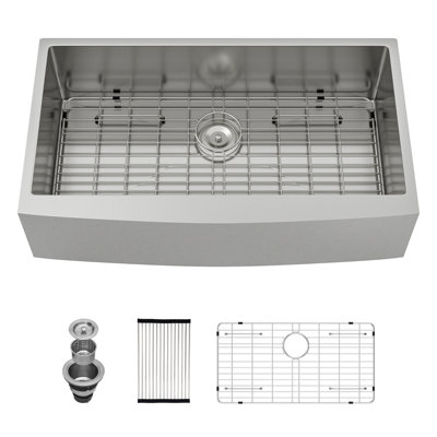 22" W Farmhouse Kitchen Sink Stainless Steel Single Bowl Kitchen Sink Apron Front Farm Sink
