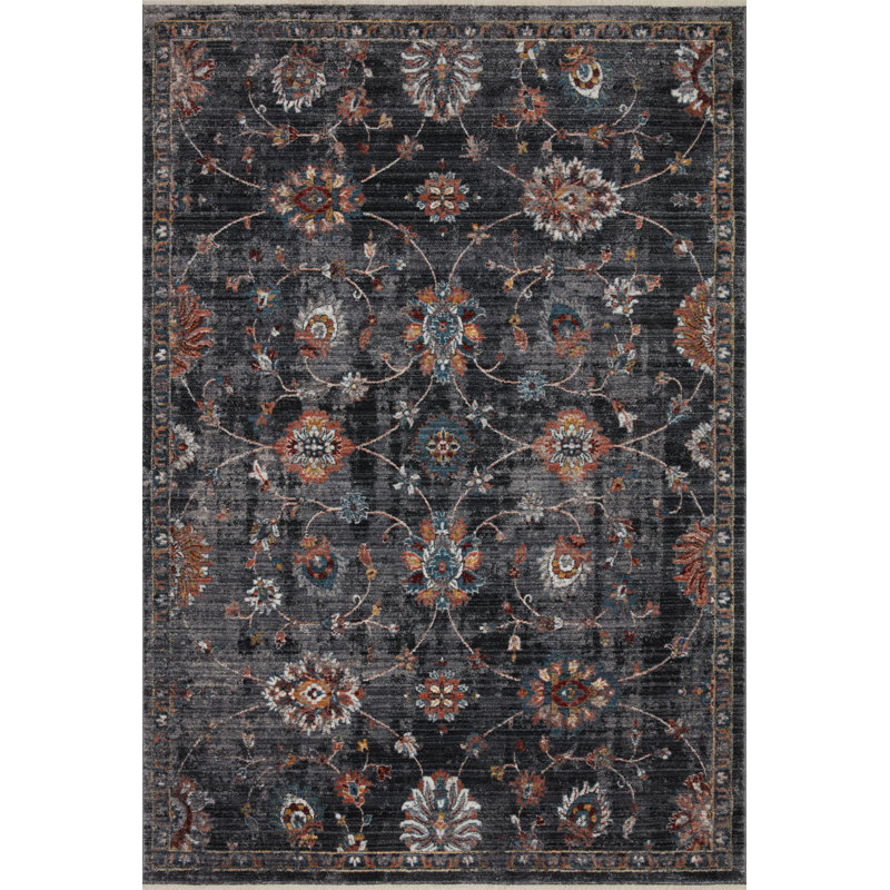 Tapis gris tissé à la machine Leonara, Rectangle 11 pi 6 po x 15 pi 7 po