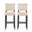 Tabourets de bar rembourrés à structure en bois avec décoration à rivets pour îlot de cuisine, chambre à coucher, salle à manger (ensemble de 2)