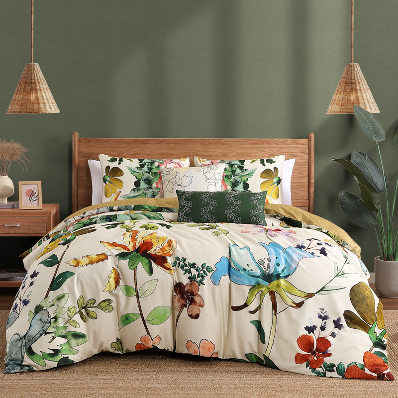 Ensemble d'édredon réversible 100% satin de coton 5 pièces Bebejan Radiance, Édredon de grand lit + 4 pièces additionnelles