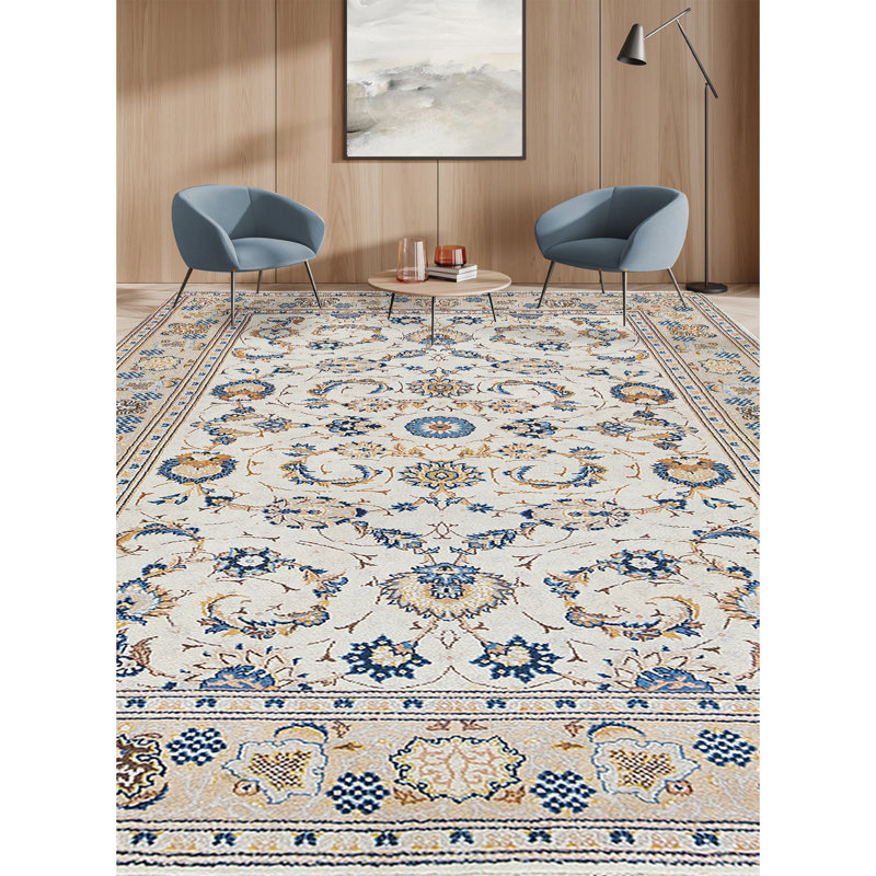 Wool Oriental Area Rug in Ivory