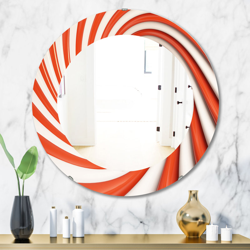 Spirale orange - miroir moderne, H 31,5 po x l 23,7 po