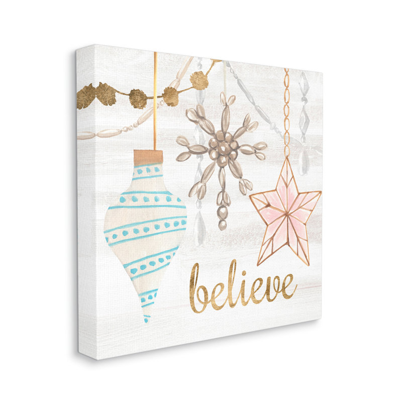 Glimmering Believe Text Holiday, Toile tendue, H 36 po x l 36 po x P 1,5 po