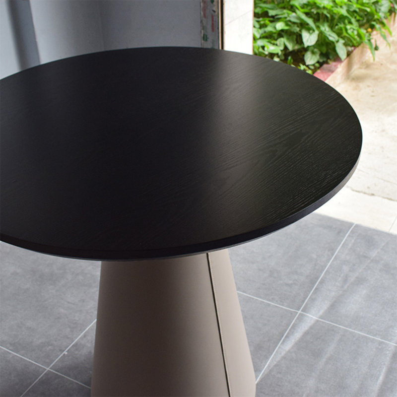 Black Round Solid Wood Dining table, Black