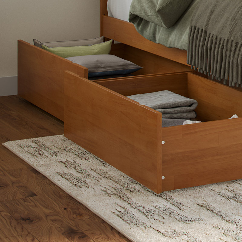 Tiroirs de rangement sous le lit Rasnick, Grand / très grand / simple TG, Light Toffee