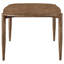 Table à manger rectangulaire en bois massif noyer chaud 7, avec cadre connecté et impact visuel, six chaises à dossier courbé, sièges rembourrés pour noyer, bords arrondis, dossiers hauts rembourrés