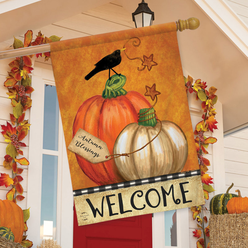 Rustic Pumpkins Fall House Flag