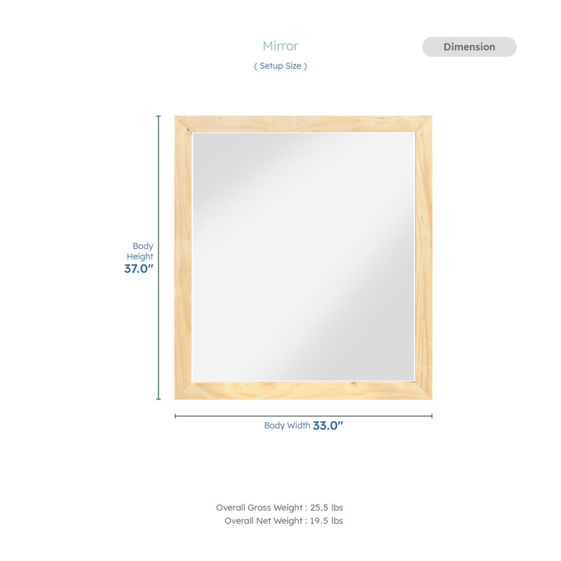 Miroir rectangulaire 33 po Rosemarie, Miroir, large