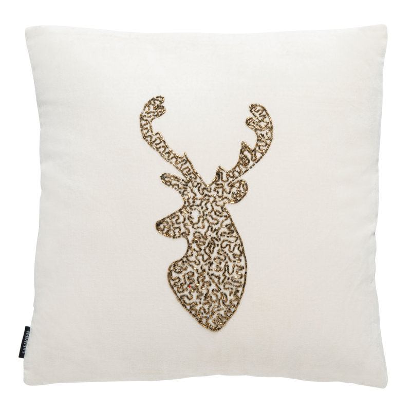 Velvet Reversible Throw Pillow, Beige