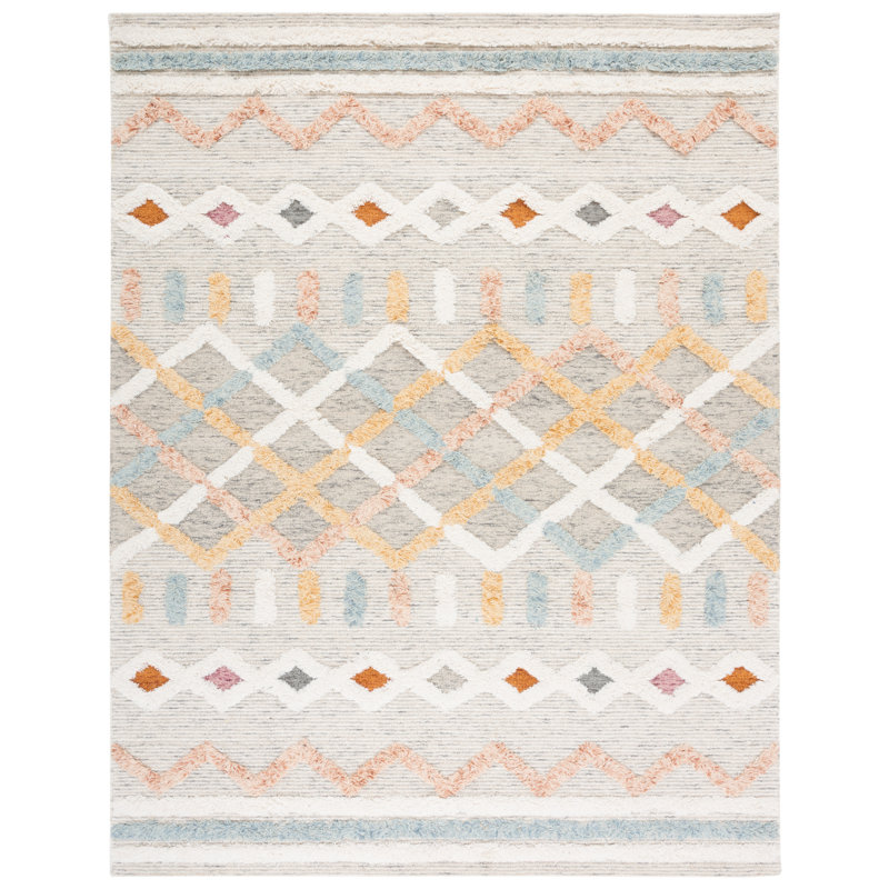 Tapis ivoire en laine touffeté à la main Kara, Rectangle de 10 pi x 14 pi