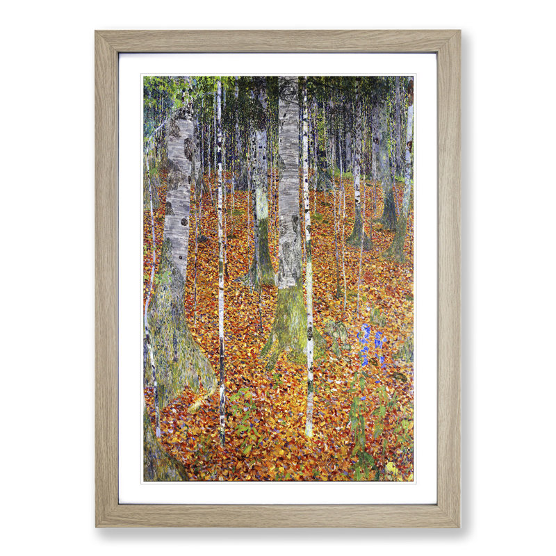 Birch Forest by Gustav Klimt - Framed Print, 36cm H x 27cm W x 2cm D, Oak Framed