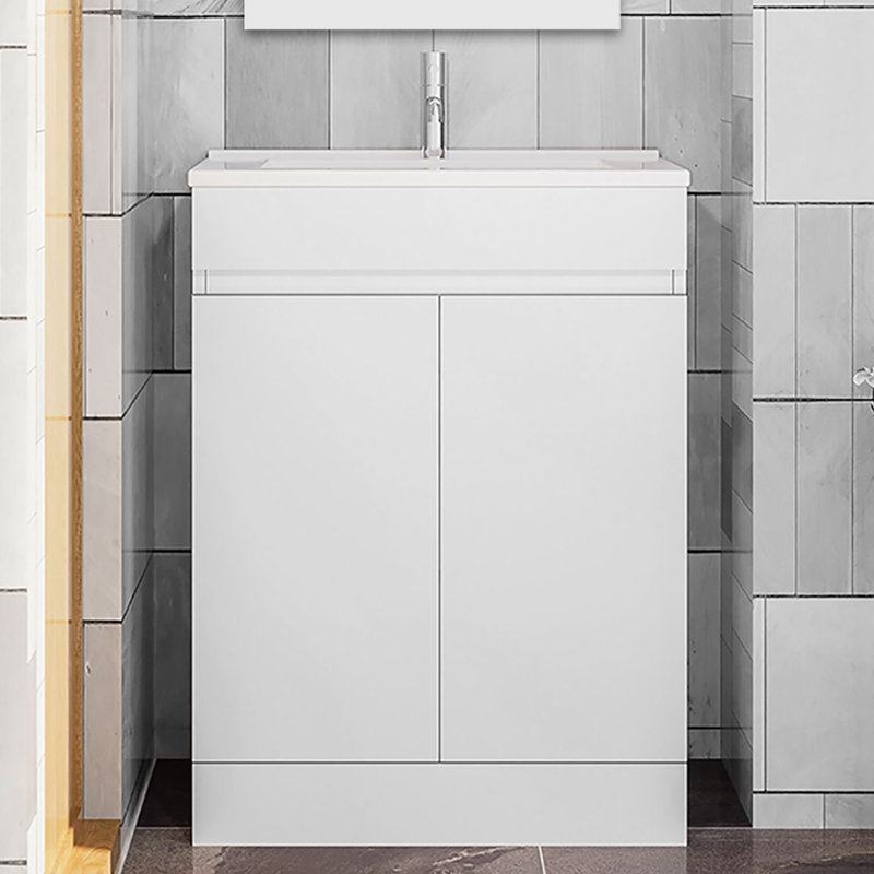 Naylaa 600mm Single Bathroom Vanity with Drop In Ceramic Basin, White
