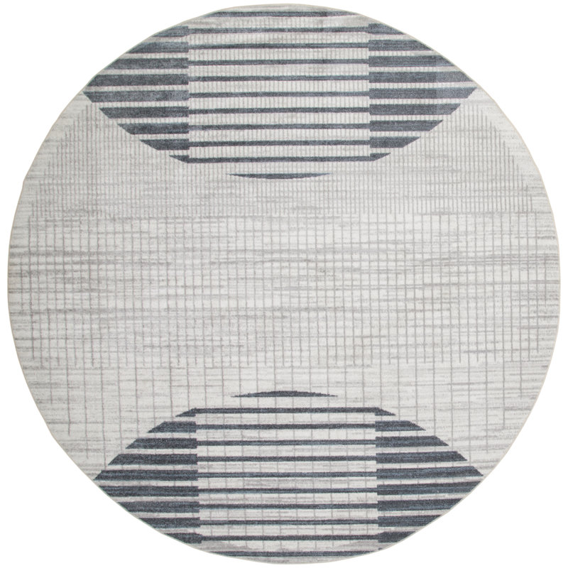 Tapis géométrique ivoire Aulika, Rond 8 pi