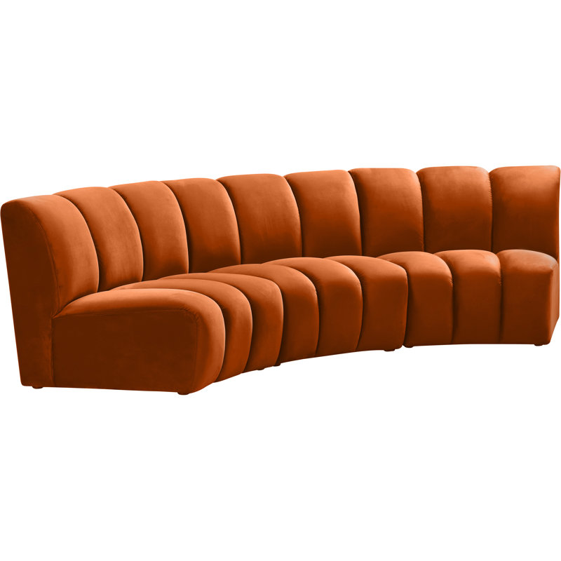 Canapé modulaire en velours Infinity, Velours cognac, 6 pièces