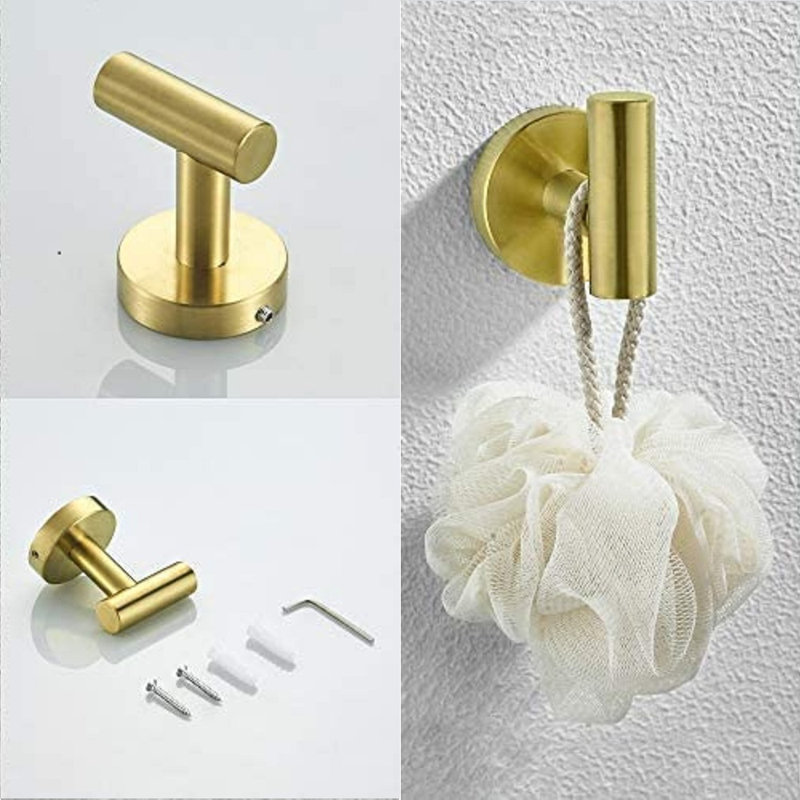 Bathroom Wall Mounted Towel Hook", Brushed Gold