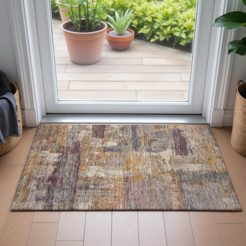 Machine Washable Indoor/Outdoor Jacinto ACN2147 Abstract Rug, Rectangle 1'8" x 2'6"