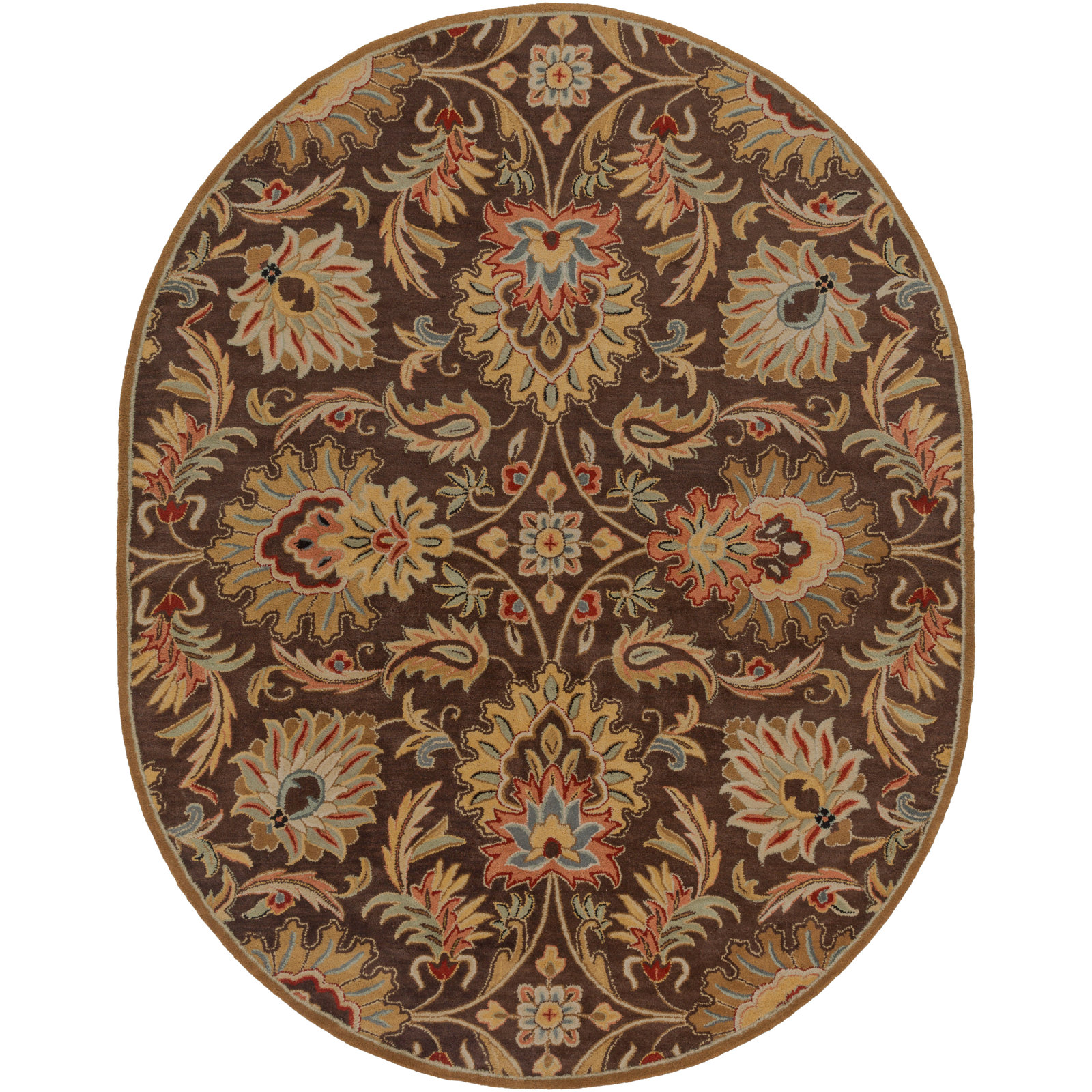 Arden Dark Brown Garnet Hand-Tufted Wool Rug, Oval 8' x 10'